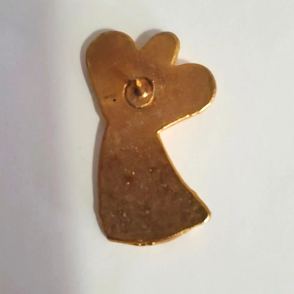 Golden Angel Holding an Irish Blessing Green Cross Brooch Pin
